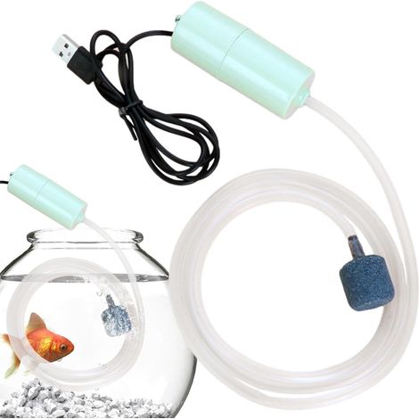 Mini-pompe submersible, pompe d'aquarium fonctionnant sur piles avec un débit d'air régulier, pour recharge à 5 V, pompe à oxygène USB, répond aux besoins en oxygène des poissons (1/5)