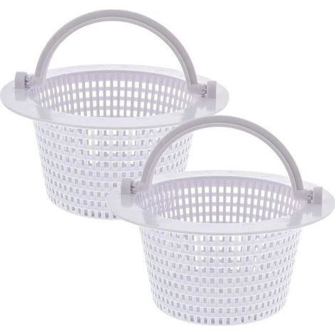 Round skimmer basket for above-ground pools, with handle for easy removal, set of 2 - 16 cm diameter - White (1/4)