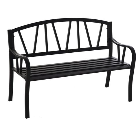 Panchina 2 Posti da giardino 128x56x86 cm in Metallo Nero
