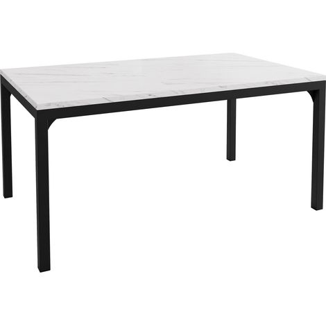 Mesa de centro Oswego 138, Mármol blanco + Negro, 50x60x100cm, Diámetro: 0, Aglomerado laminado, Angular
