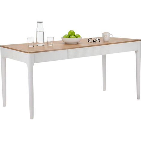 Table fixe Dindga, 8 places, rectangulaire, 60x180x80h cm blanc