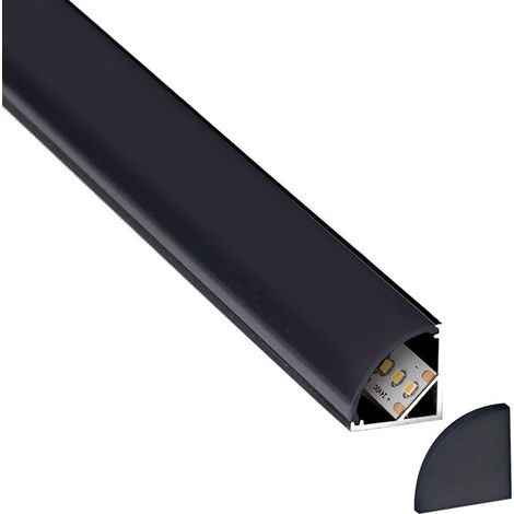 Ledbox – Profilé aluminium KORK-mini pour bandes LED 1 mètre – Couleur noire – Installation professionnelle et esthétique – Pour espaces variés