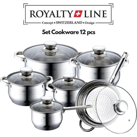 Juego de utensilios de cocina de acero inoxidable Royalty Line RL-1231 de 12 piezas