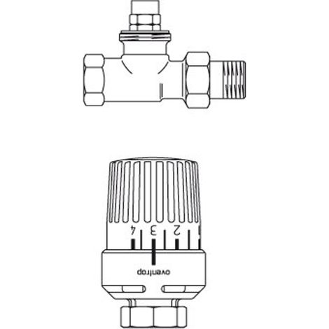 OVENTROP Kit de limitation de la température de retour DN 15, vanne droite de retour et thermostat Uni RTLH, 1028464 (1/2)