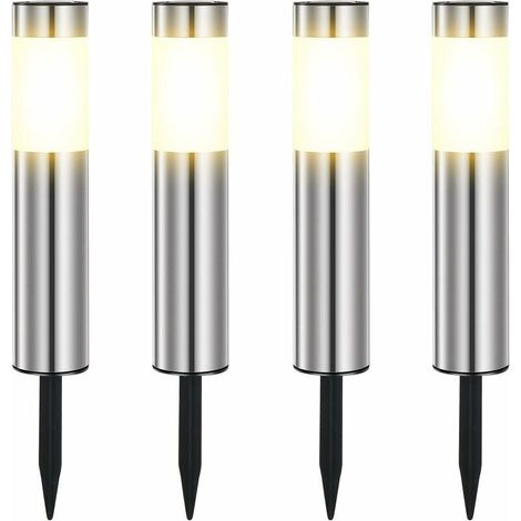 Lampe Solaire Exterieur, En Acier Inoxydable Solaire Exterieur Jardin LED éTanches IP65 Pour Le Patio, La Pelouse, Les Chemins Et Les Sentiers De La Cour De Jardin Blanc Chaud (4 Pièces) (1/2)