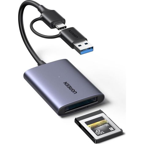 Lecteur CFexpress Type B - USB-C et USB-A - Vitesse de transfert 10 Gbps - Compatible 8K et RAW - Pour Mac Windows Linux - 1 Pièce