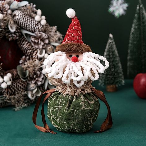 Sac Cadeau Noel - Motif Bonhomme De Neige Renne Ours - Fermeture Par Cordon - Pour Confiseries Et Petits Cadeaux - Lot De 4 (1/3)