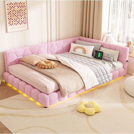 Lit 140x200 LED USB velours rose OKMYHOME (1/5)