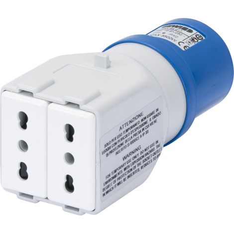 Adattatore Gewiss industriale a civile 2P+T 16A prese bipasso GW64211