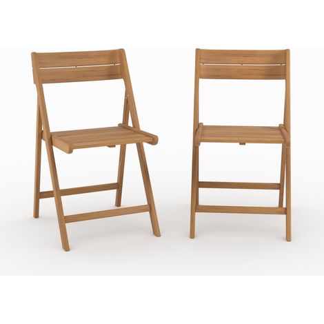 Conjunto de 2 sillas plegables Siquijor de madera de acacia