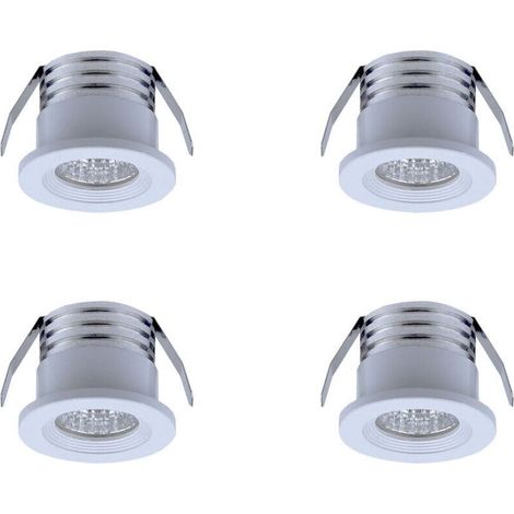 Lot de 4 mini spots LED encastrables, 3 W, Lumière neutre Blanc (1/3)