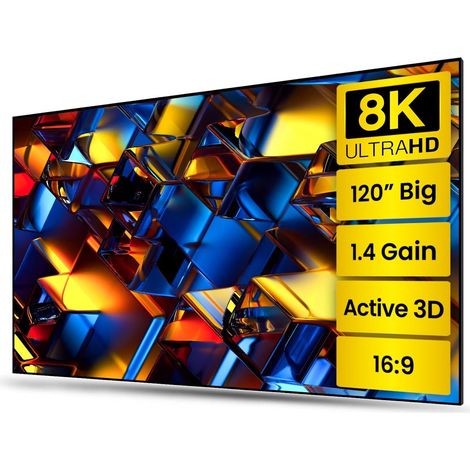 Écran de Projection 120 Pouces, 4K HD Écran de Projection Mural, Gain 1,4, Écran Anti-Plis pour Vidéoprojecteurs 16:9 pour Home Cinéma, Bureau et Extérieur, Toile Grise (1/5)