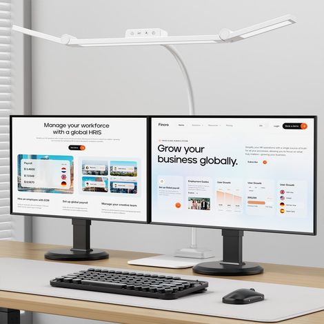 Lampe de Bureau, Lampe de Bureau LED avec Base 24W, Bras Flexible, 4 Températures de Couleur et Luminosité Réglables, Commande Tactile, Protection des Yeux