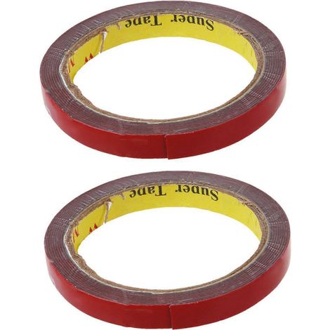 2 Rollen 3 m extra starkes, permanentes, doppelseitiges Schaumstoffklebeband für Fahrzeuge, rot, 12 mm x 3 m (1/5)