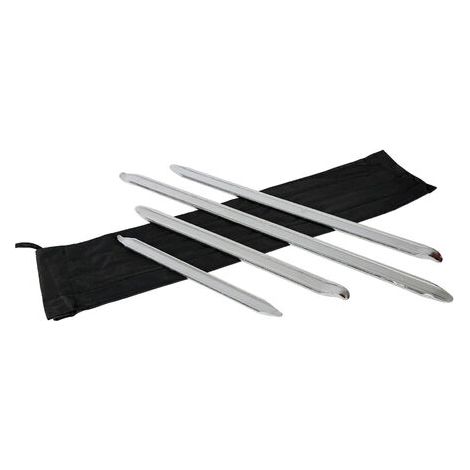 Jeu de leviers démonte-pneus 4 pièces 300-600 mm – Acier chromé – Montage sans dommage jantes aluminium – Pochette enroulable