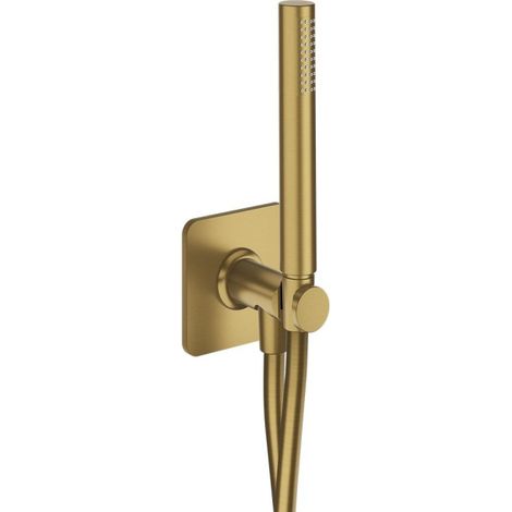 Ensemble applique prise d'eau douchette flexible ronde Or Brossé - CRISTINA ONDYNA FA47596P