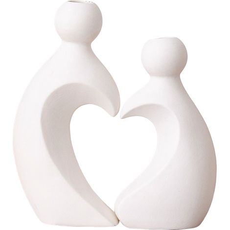 Vase décoratif cœur céramique style européen abstrait blanc pour entrée salon décoration intérieure moderne élégante (1/5)