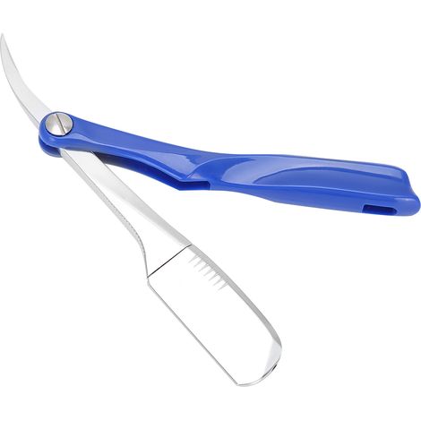 Rasoir de Barbier Professionnel Portable - Tondeuse à Barbe Pliable Bleue pour Soins du Visage (1/5)