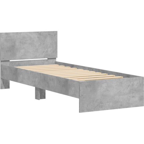 Bed Frame without Mattress with Headboard Concrete Grey 90x190 cm Single vidaXL