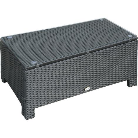 Table lounge en plastique effet rotin Noir (1/5)