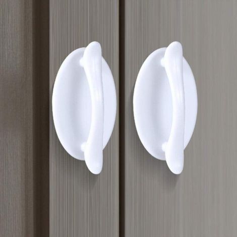 AIDUCHO 2 Pcs Poignée Ronde Porte En Verre Armoire Placard Tiroir Invisible Poignée Auto-Adhésive (Couleur : Blanc) (1/4)