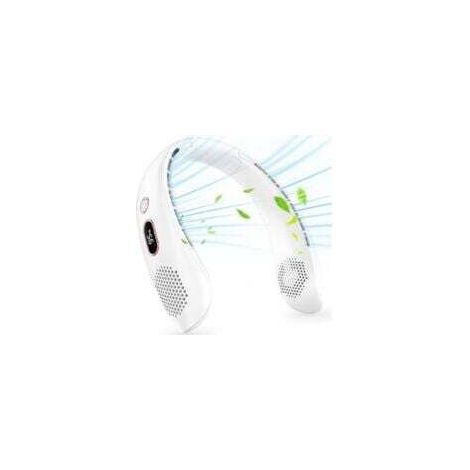 Ventilateur de cou portable USB, silencieux et sans pales, flux d'air à 360°, mini ventilateur rechargeable avec 3 vitesses pour la maison, le bureau et les voyages. (1/5)