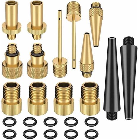 24 pièces Adaptateurs de valve de vélo, conversion française vers américaine, avec joints d'étanchéité, pour pompes et compresseurs (1/5)