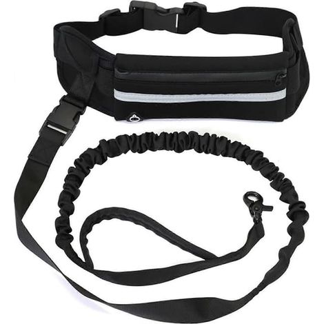 Ceinture ajustable avec laisse mains libres pour chien, idéale pour la course, l'entraînement et les promenades. Sacoche de ceinture ajustable. (1/5)