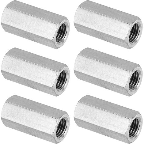 Ecrou Long M10 x 1,25 de Pas Acier Inox 304 6Pcs 30mm/1,2" L Argent (1/5)