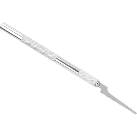 Mini scie à main miniature avec 2 lames différentes, en alliage d'aluminium et en acier, idéale pour les projets de bricolage en menuiserie. (1/5)