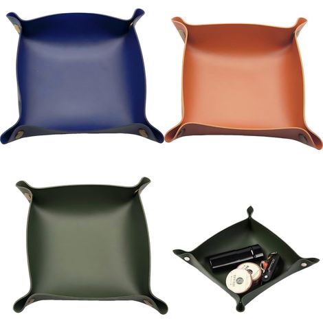 Lot de 3 Vide Poche Entrée, Plateaux de Rangement en Cuir (1/5)