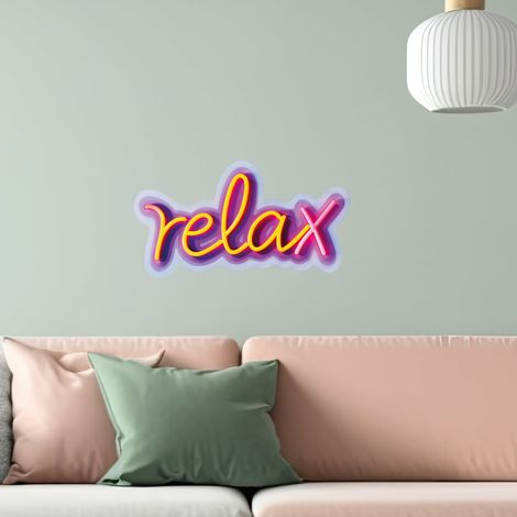 Sticker décoratif, néon, relax, violet, jaune, 68 cm X 48 cm (1/5)