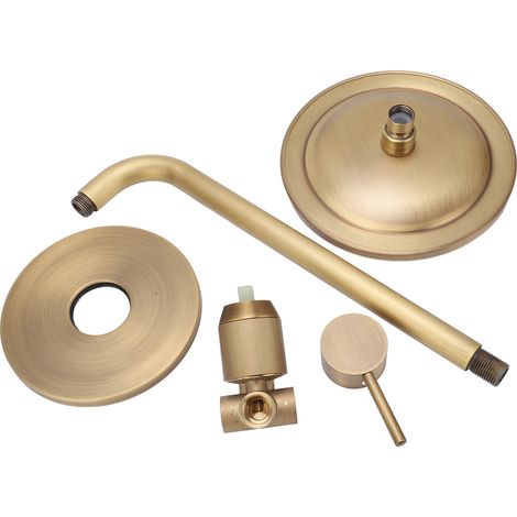 Korrosionsbeständiger Messing-Wasserfallduschkopf im Retro-Stil, Warm-/Kaltwassermischer, Regenduschsystem fürs Badezimmer (1/5)