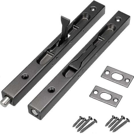 Lot de 2 verrous de porte encastrés, verrous de porte invisibles, loquets de porte invisibles, verrous de porte encastrés pour portes composites, portes en bois, portes doubles (noir) (1/5)