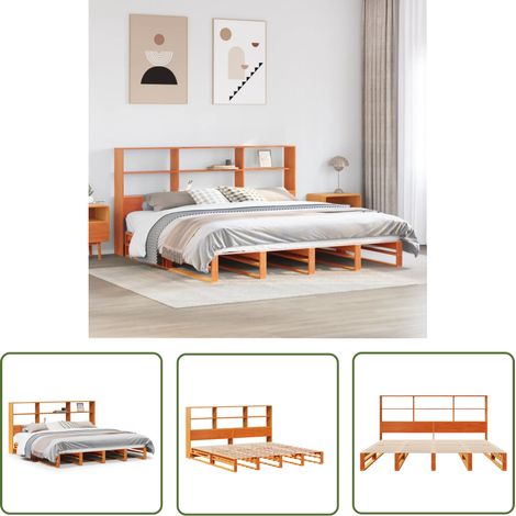 vidaXL Massivholzbett ohne Matratze Wachsbraun 180x200 cm Massivholz (1/5)
