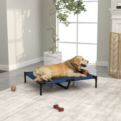 Coussin transat extérieur pour chien et chat, 91,5 x 76,2 x 18 cm, structure métal + tissu Oxford 600D bleu, confortable et résistant (1/4)