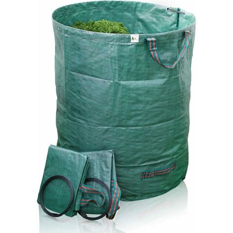 3er-Set Gartensäcke 272l – extra robuster 4-Griff-Gartensack + faltbarer und selbsttragender Behälter für Gras, Laub, Gartenabfälle, Grünschnitt (1/3)