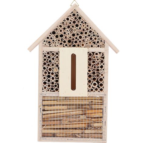 Maison à insectes en bois pour abeilles, nichoir décoratif de jardin, ornement extérieur artisanal