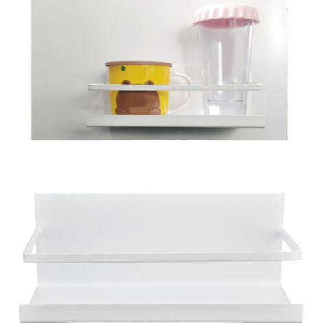 Étagère de rangement magnétique sans perçage pour réfrigérateur, support de rangement latéral pour épices de cuisine (blanc) (1/5)