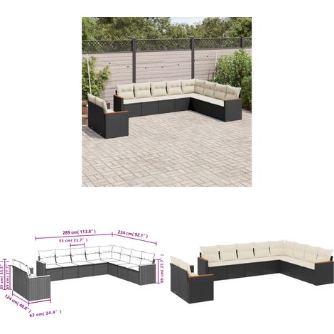 10-tlg. Garten-Sofagarnitur mit Kissen Schwarz Poly Rattan - Gartenmöbel - Rattan Möbel - Outdoor Sofa - Lounge Set - Esszimmergarnitur - Home & Living (1/3)
