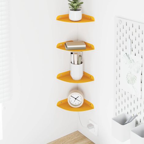 vidaXL Étagère flottante 4 pcs Jaune moutarde 15 x 15 x 2 cm