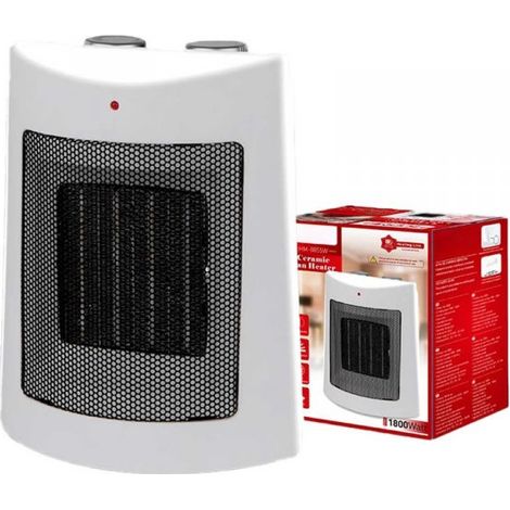 Termoventilatore in Ceramica con Potenza Regolabile 900W 1800W con Autoprotezione Surriscaldamento Rettangolare Bianco