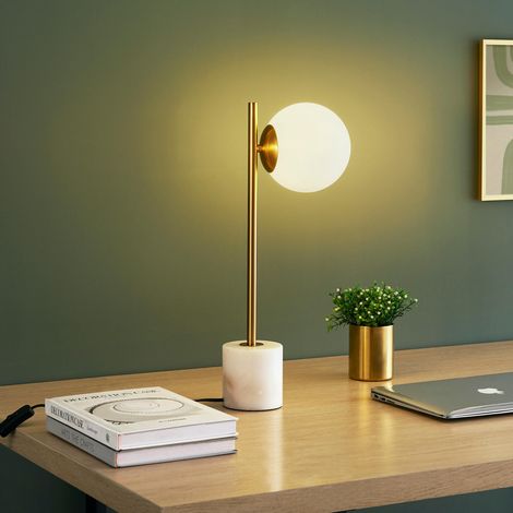Tischlampe Marmor und weißes Glas - Estrela