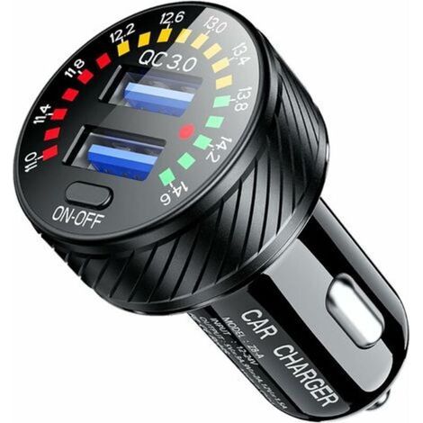 Dual-Port QC3.0 USB-Zigarettenanzünderadapter, 36W/3A, mit Voltmeter und Schalter. (1/4)