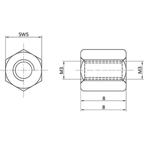 Entretoise M3-M3 econ connect D3X08I5MH laiton (nickelé) 1 pc(s)
