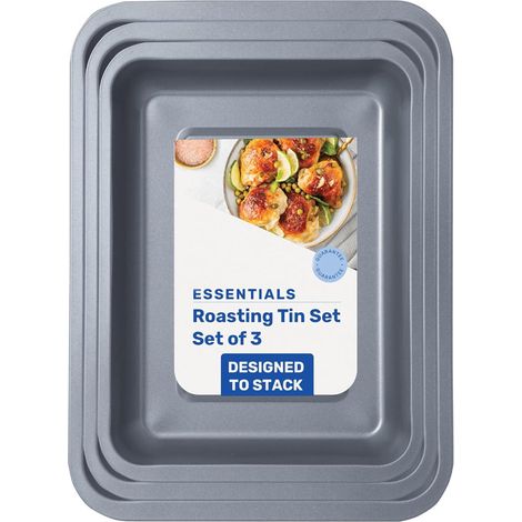 1 x 3 Piece (35cm, 31cm & 28cm) Stackable Roasting Tray Set (Set Of 3) (1/2)