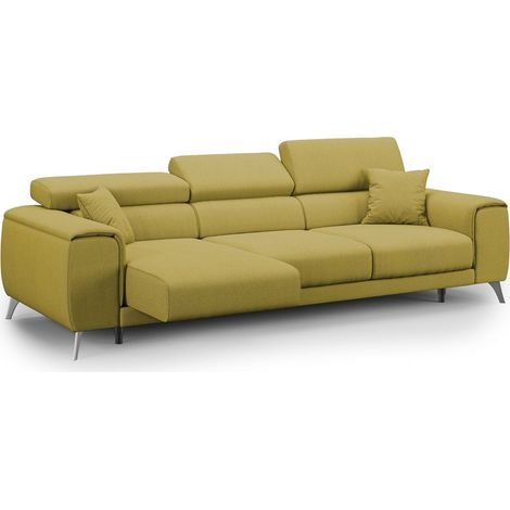 Fusion Divano con 3 sedute allungabili in tessuto smacchiabile T05 260 cm giallo (1/5)