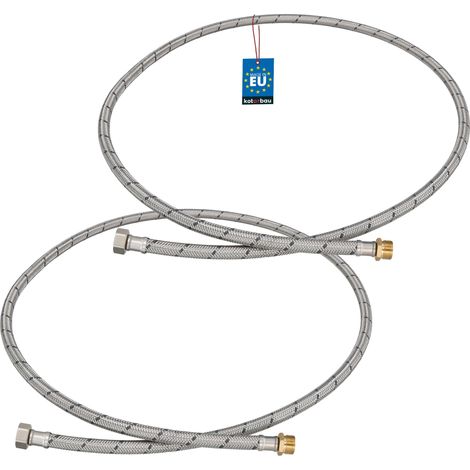 KOTARBAU® Lot de 2 Flexible Robinet 3/8" x 3/8" - Flexible Eau - Tuyau Robinet 150 cm - Mâle x Femelle - Rallonge Robinet Cuisine Flexible - Acier Inoxydable - Tuyau Flexible Plomberie (1/4)