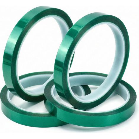 4 Rouleaux Ruban Chauffant pour Sublimation, 10mm 33m, Ruban Adhésif Haute Temperature pour Imprimés Électroniques (Vert) (1/4)