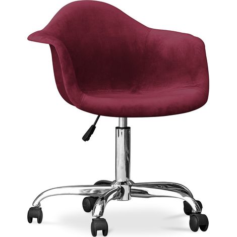 Sedia da ufficio con braccioli - Sedia da scrivania girevole con rotelle - Grev Rosso scuro